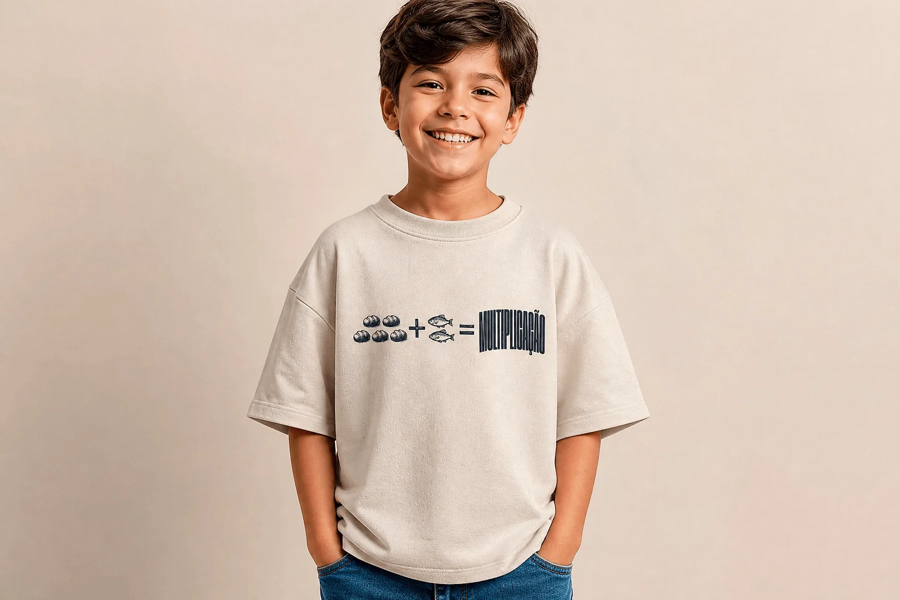 Criança com camiseta Off-White, frente
